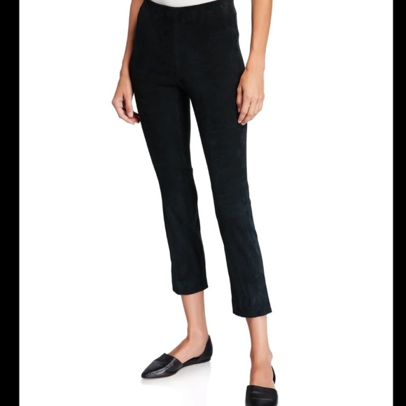 Vince Pull On Stretch Suede Pants Black Size L - Picture 1 of 10